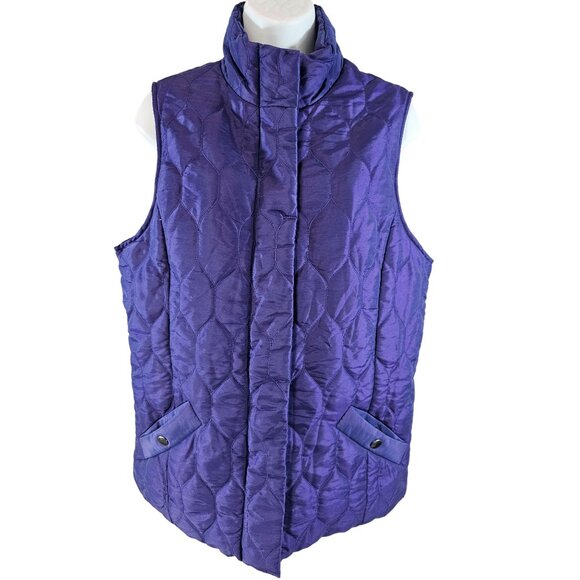 Jones New York Womens Quilted Nylon Blend Vest Jacket Purple Size M - Picture 1 of 6